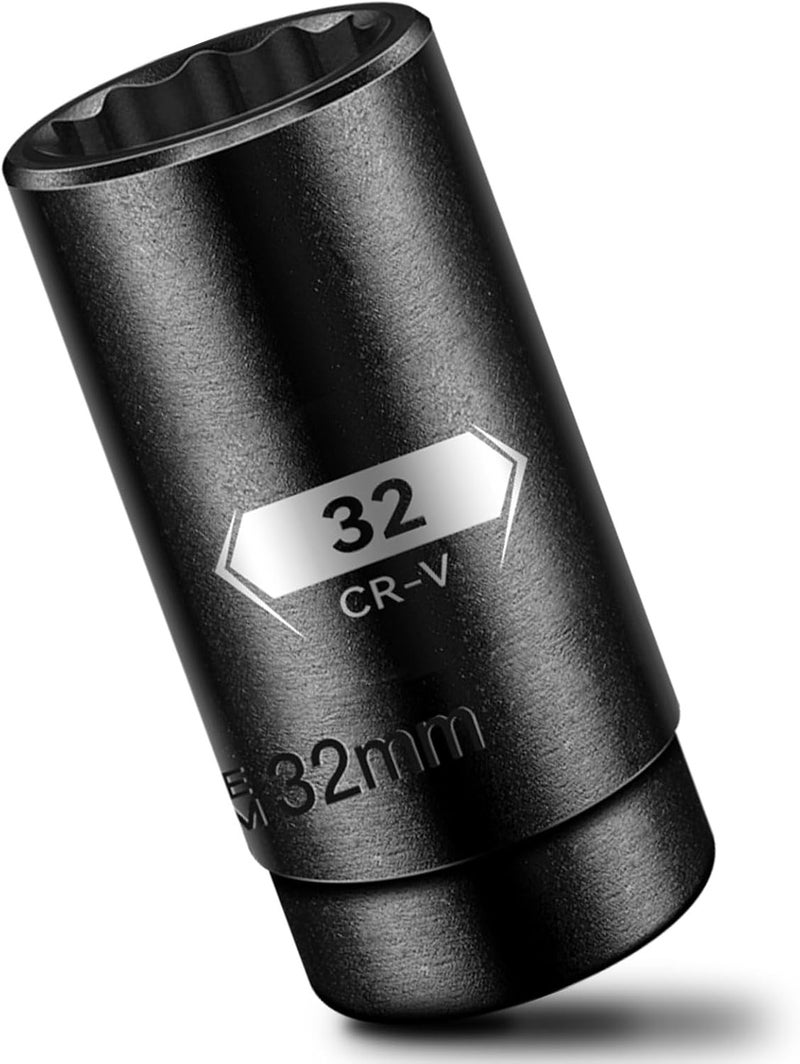BLACKROBOT 32 mm 12-Point Deep Impact Socket, 1/2 Inch Drive, Metric, Cr-V Steel With Black Manganese Phosphate Coating - Image 1